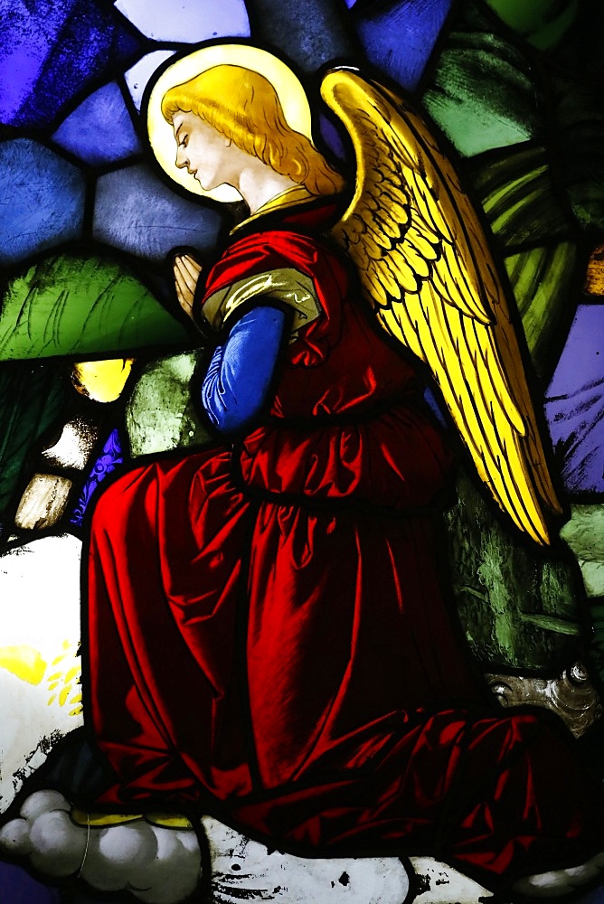 Angel in stained glass window, 16th century, Museum of the Milan Cathedral, Milan, Lombardy, Italy, Europe