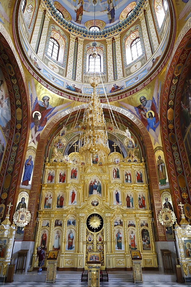 Inside one of the churches, Curchi Monastery, Curchi, Moldova, Europe