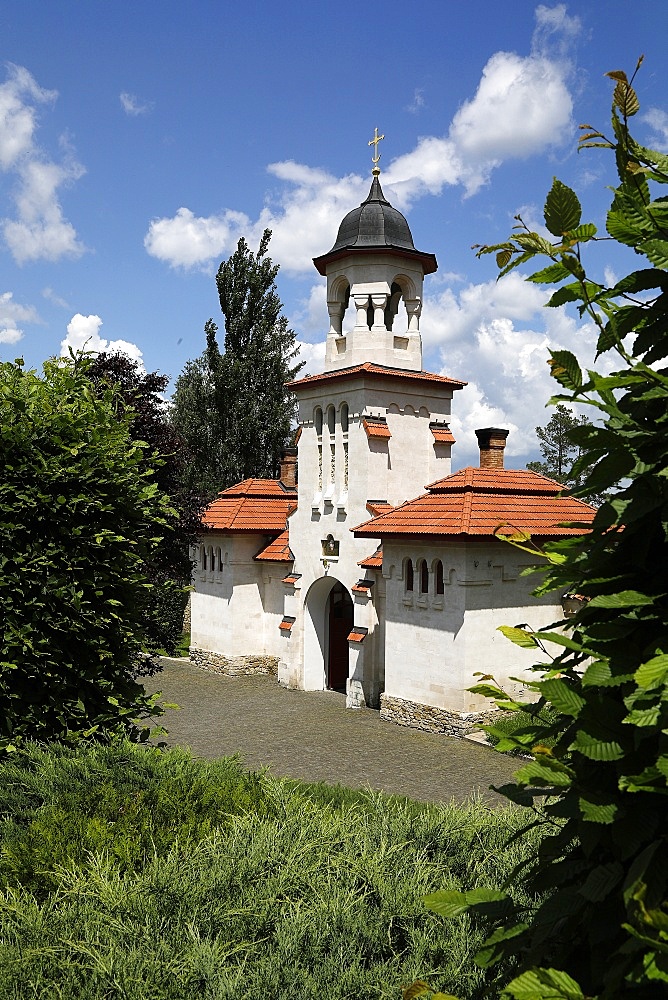 Curchi Monastery porch, Curchi, Moldova, Europe