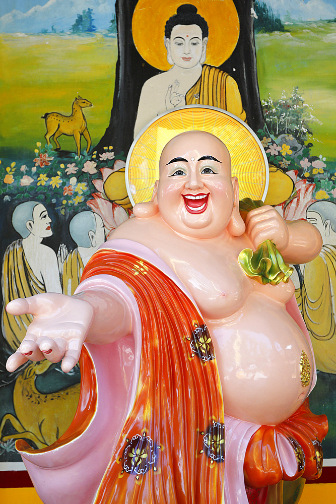 Phu Son Tu Buddhist temple, Smiling Buddha (Happy Maitreya) Buddha statue, Tan Chau, Vietnam, Indochina, Southeast Asia, Asia