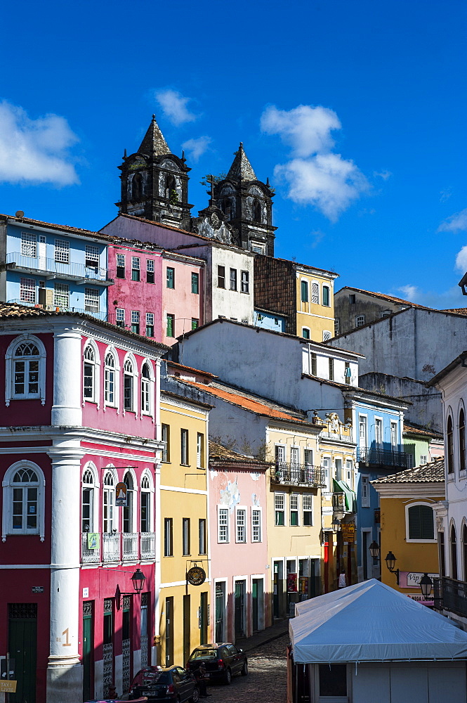 Colonial architecture in the Pelourinho, UNESCO World Heritage Site, Salvador da Bahia, Bahia, Brazil, South America