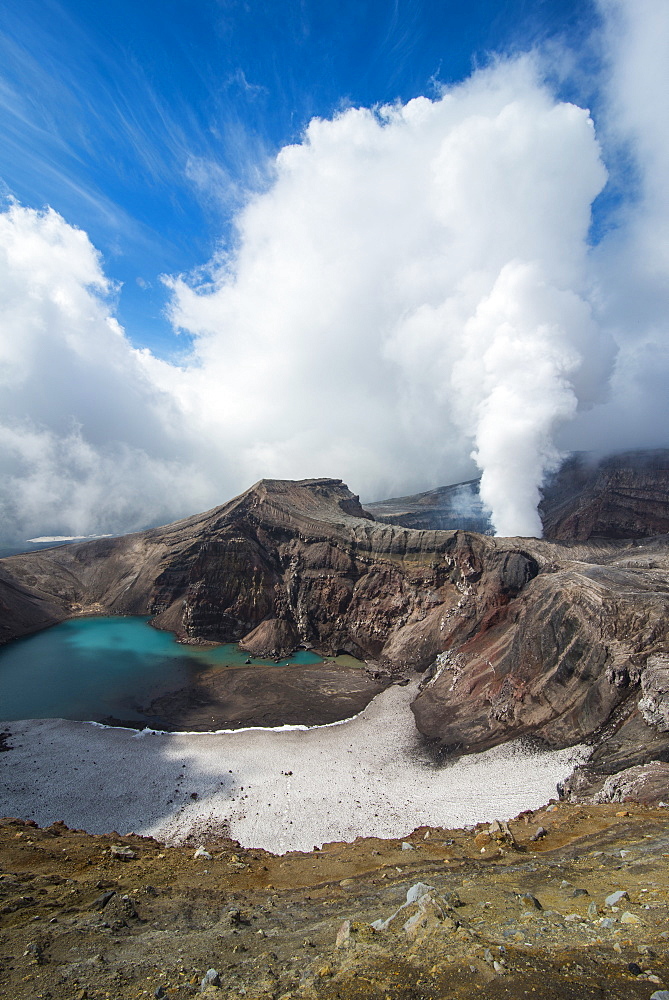 Steaming fumarole on the Gorely volcano, Kamchatka, Russia, Eurasia