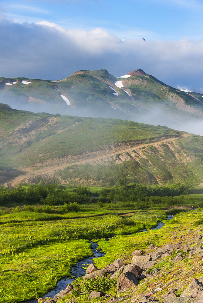 Top of the Vilyuchinsk volcano looking through a cloud, Kamchatka, Russia, Eurasia