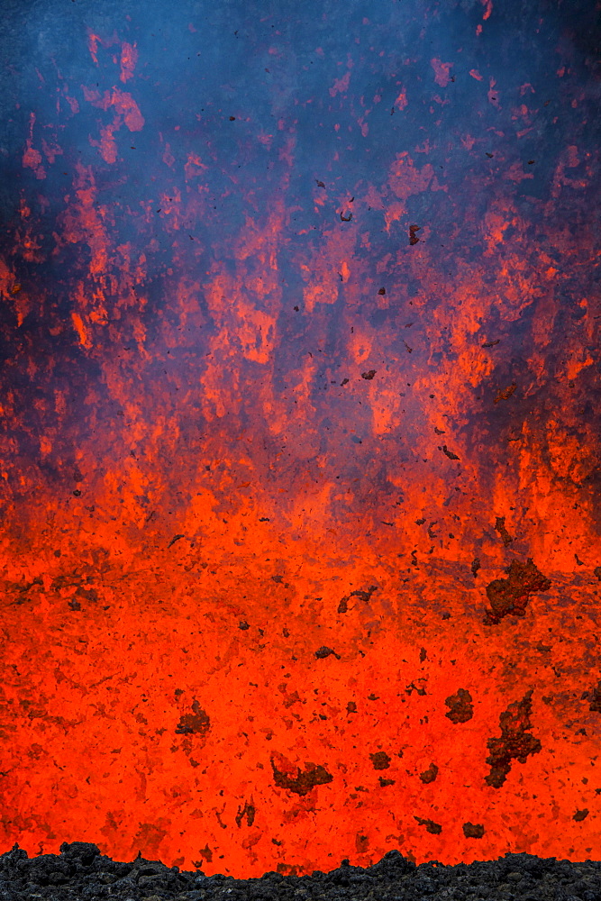 Active lava eruption on the Tolbachik volcano, Kamchatka, Russia, Eurasia