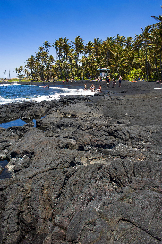 Punaluu Black Sand Beach on Big Island, Hawaii, United States of America, Pacific