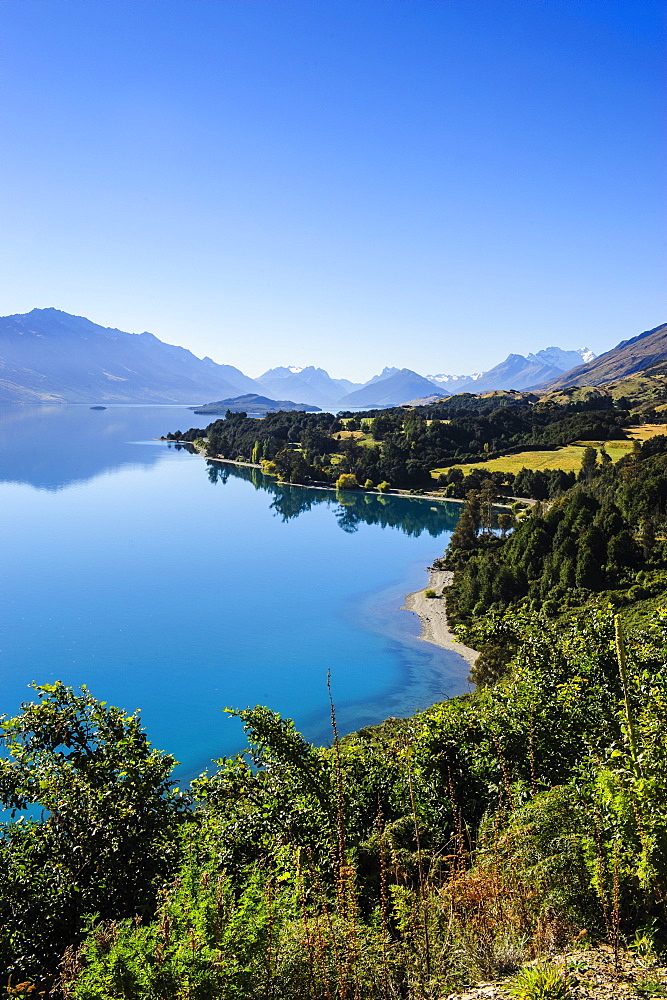 Turquoise water of Lake Wakatipu, around Queenstown, Otago, South Island, New Zealand, Pacific