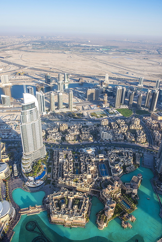 View over Dubai from Burj Khalifa, Dubai, United Arab Emirates, Middle East