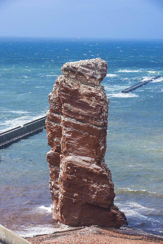 Lange Anna (Long Anna) free standing rock column in Heligoland, small German archipelago in the North Sea, Germany, Europe