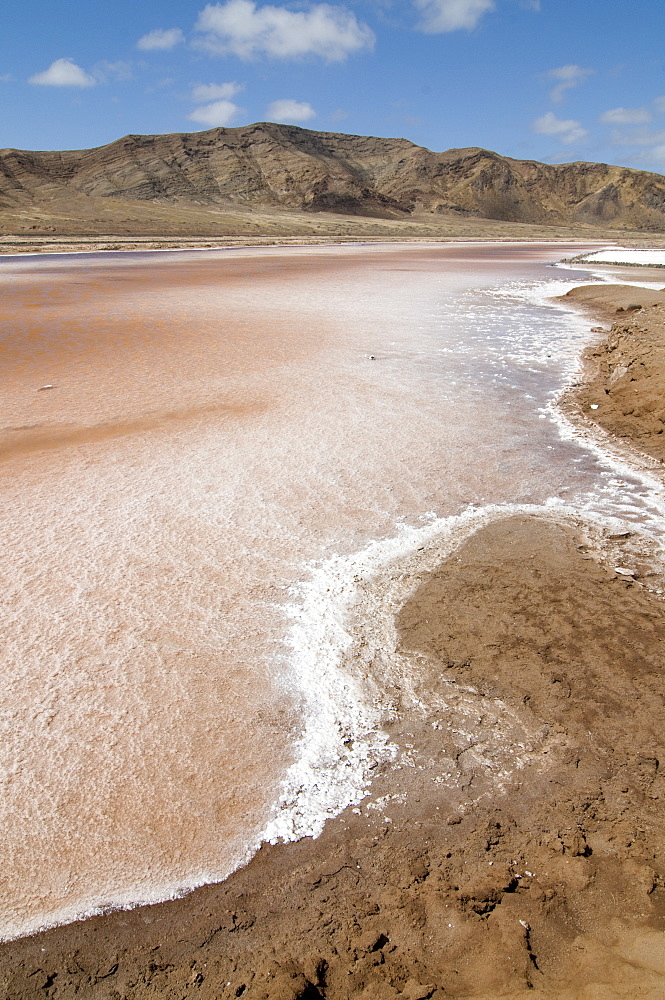 Old salina with salt deposit, Pedro Da Sal, Sal, Cape Verde Islands, Africa