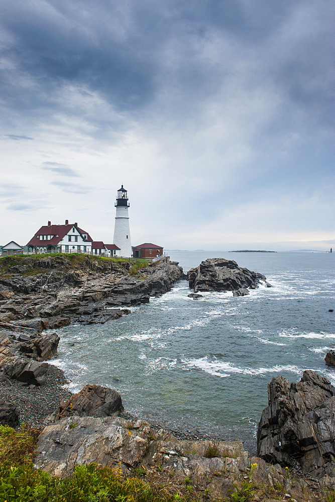 Portland Head Light, historic lighthouse in Cape Elizabeth, Maine, New England, United States of America, North America 