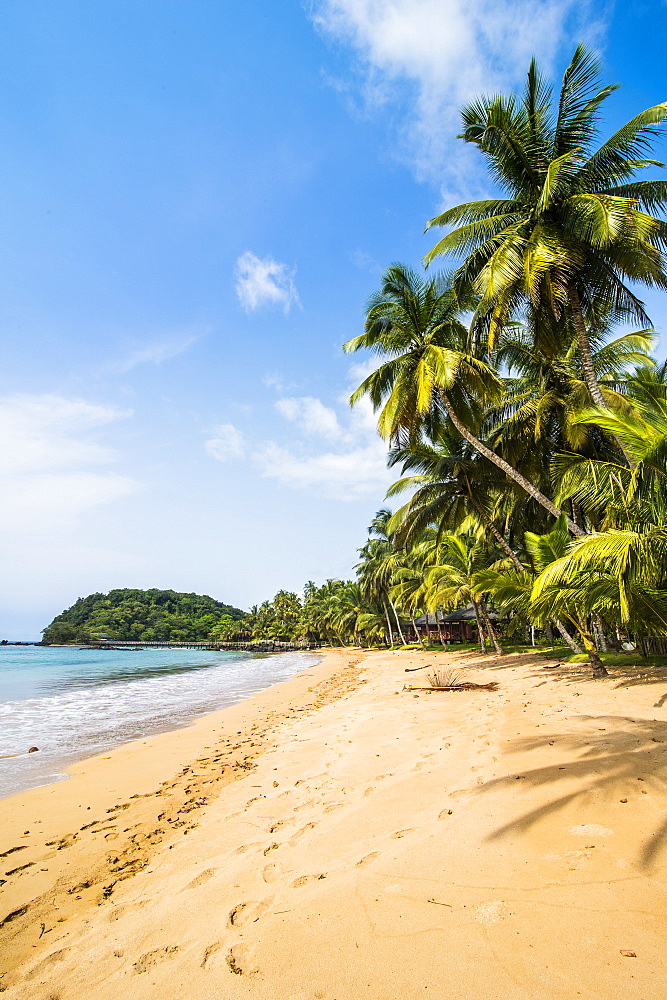 Beautiful beach in the Bom Bom Resort, UNESCO Biosphere Reserve, Principe, Sao Tome and Principe, Atlantic Ocean, Africa