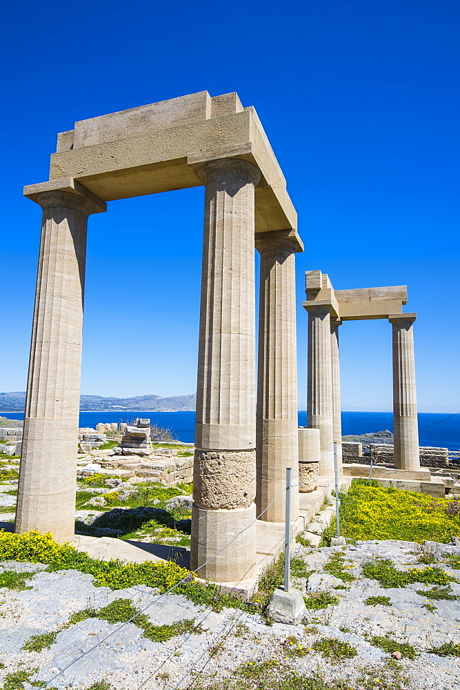 Acropolis of Lindos, Rhodes, Dodecanese Islands, Greek Islands, Greece, Europe