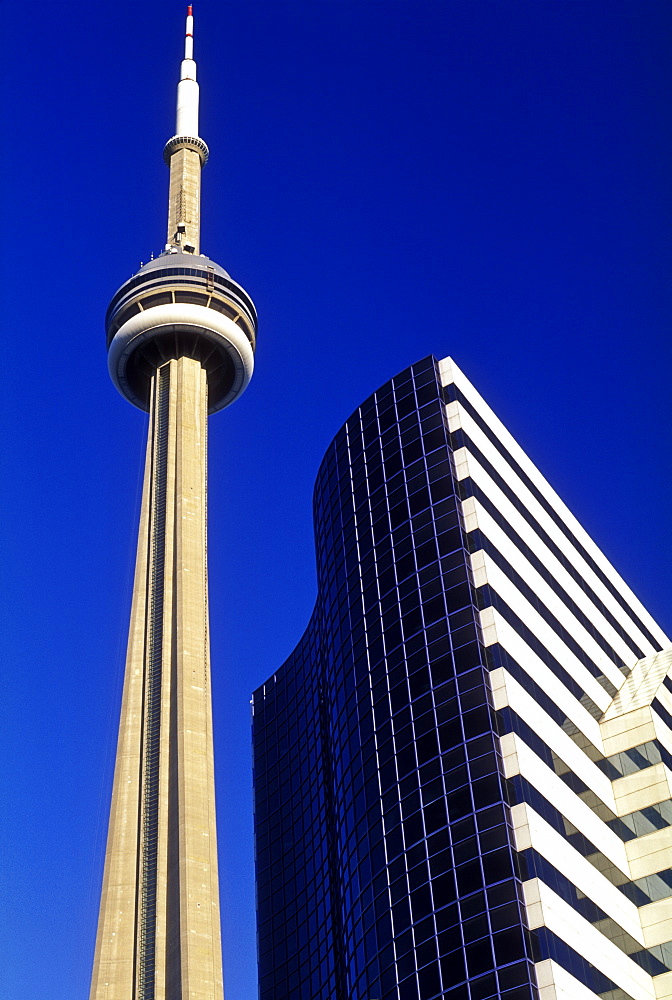 CN Tower and office building, Toronto, Ontario, Canada, North America