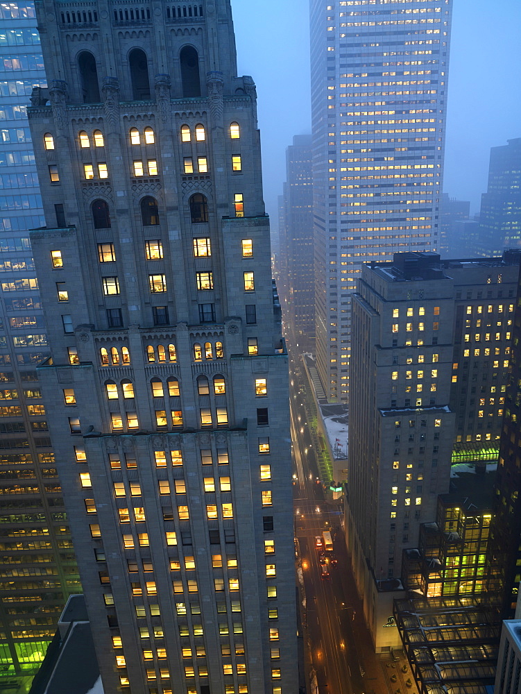 Financial district at dusk, Toronto, Ontario, Canada, North America