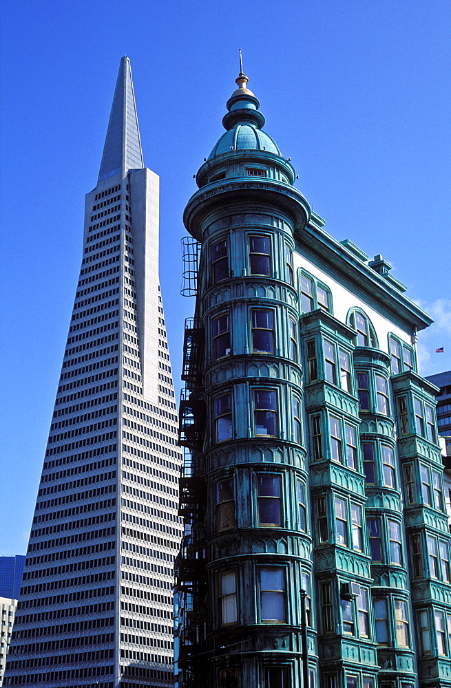 Columbus Tower and the TransAmerica Building, San Francisco, California, United States of America, North America