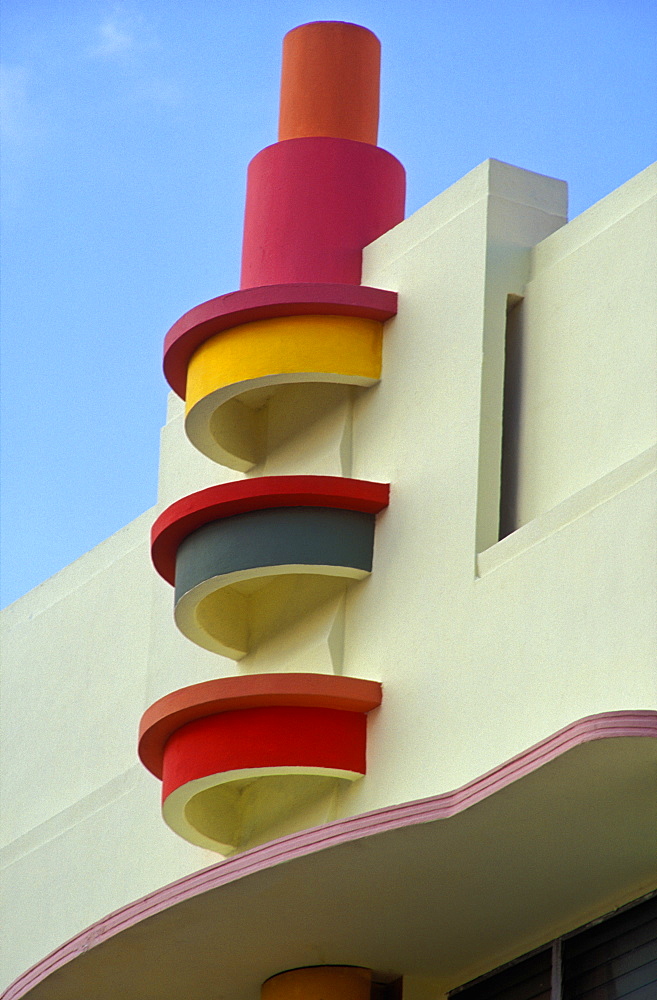 Exterior detail of building, Art Deco deistrict, South Beach, Miami, Florida, United States of America, North America