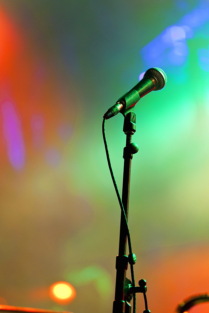 Microphone and stage lights, Montreal Jazz Festival, Montreal, Quebec, Canada, North America