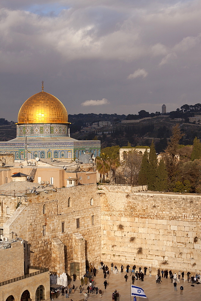 Dome of the Rock and the Wailing Wall, Jerusalem, Israel, Middle East