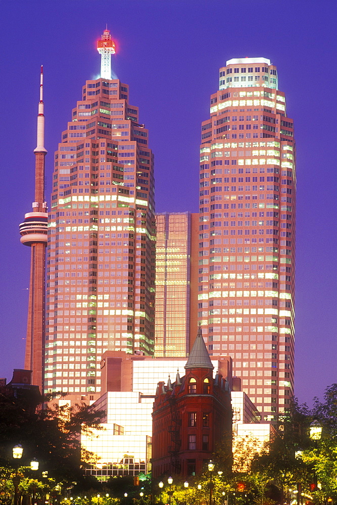 Financial centre with historic Gooderham Worts Building, Toronto, Ontario, Canada, North America