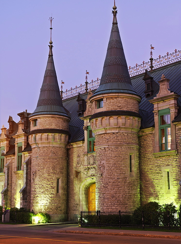 Manege Militaire (the Armory) at dusk, Quebec City, Quebec, Canada, North America