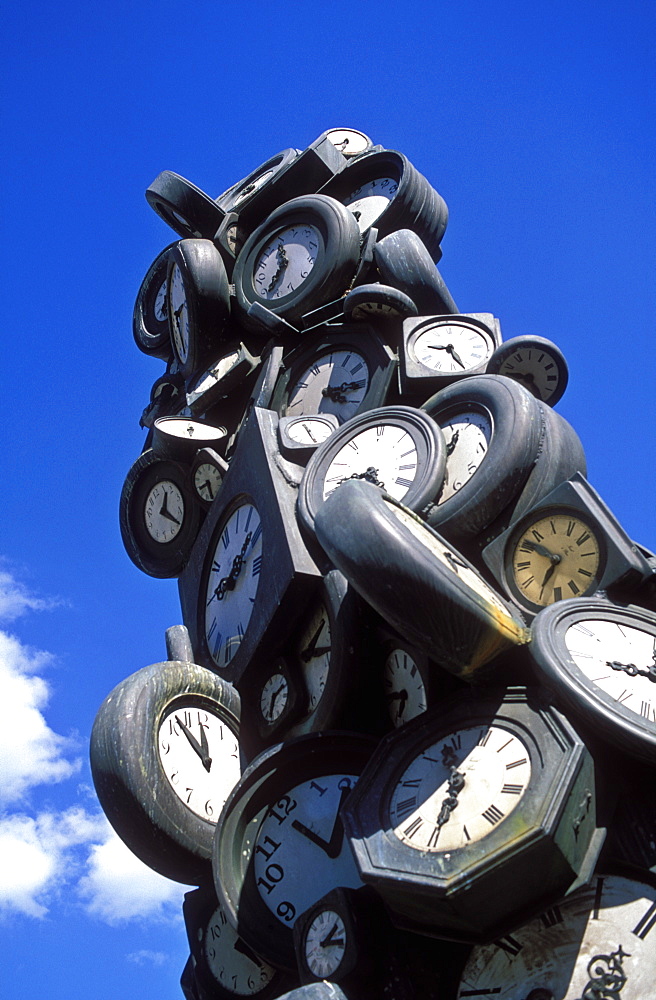 Sculpture of clocks, Paris, France, Europe