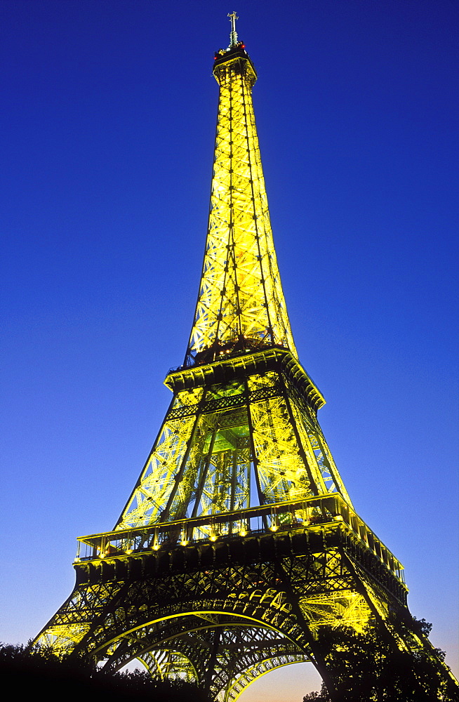 The Eiffel Tower illuminated at night, Paris, France, Europe