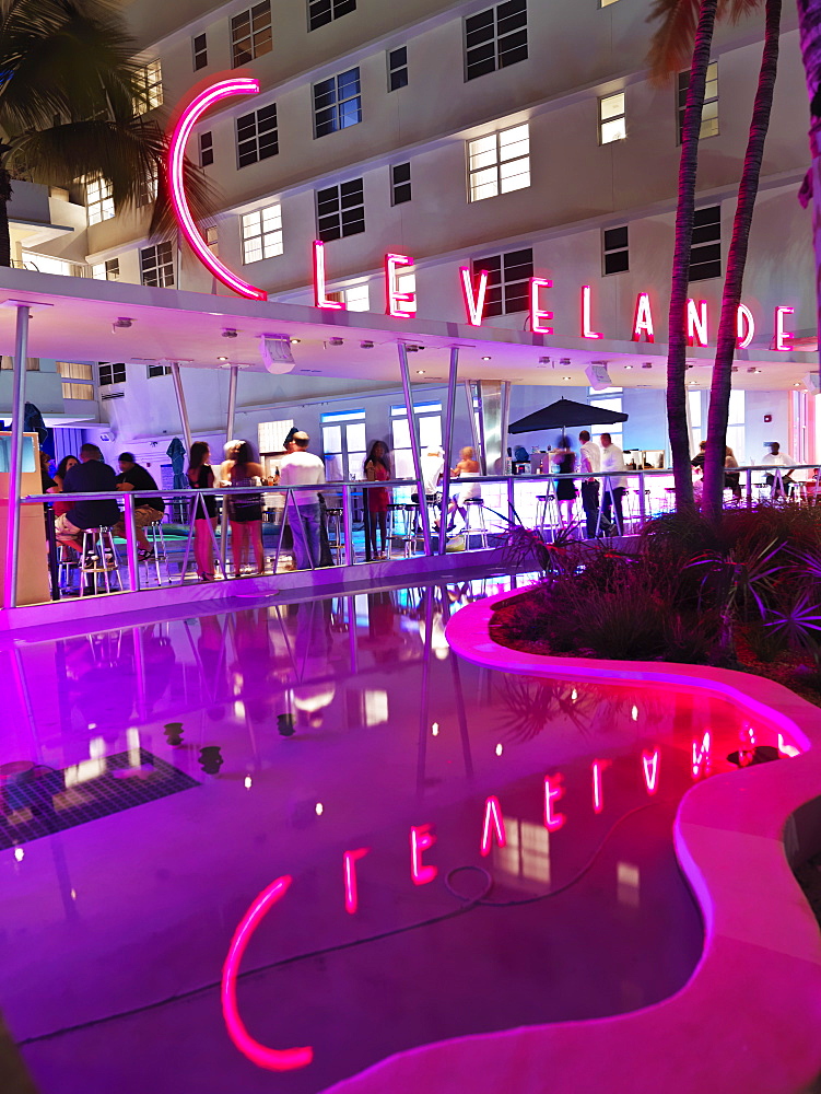 Outdoor bar, Clevelander Hotel, South Beach, Miami, Florida, United States of America, North America