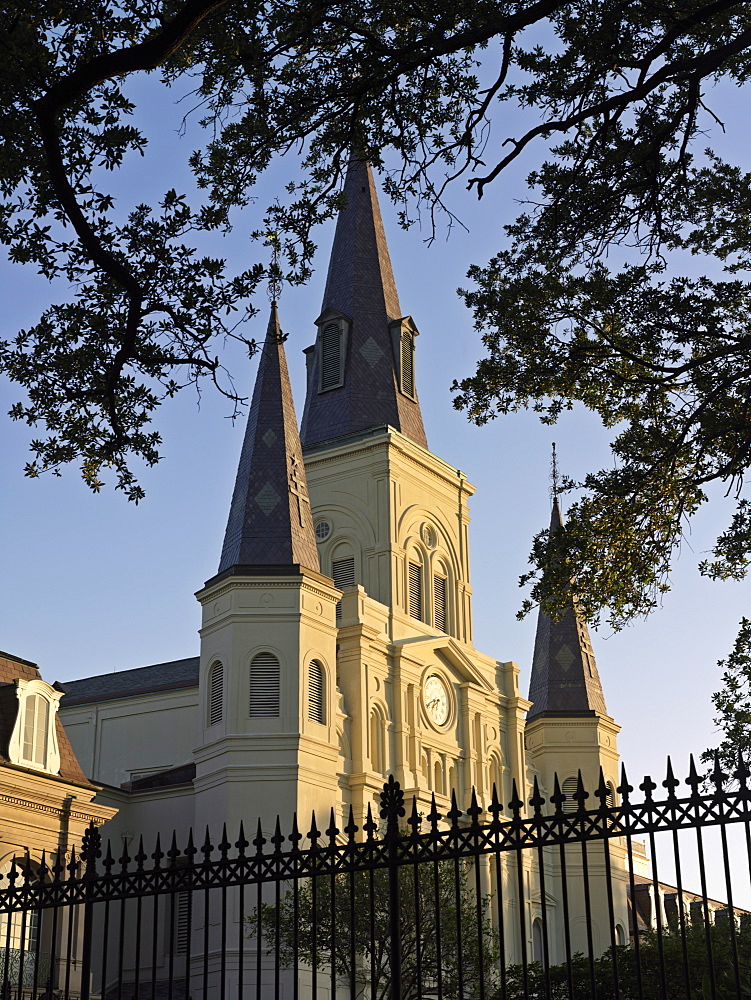 St. Louis Cathedral on Jackson Square at dawn, French Quarter, New Orleans, Louisiana, United States of America, North America