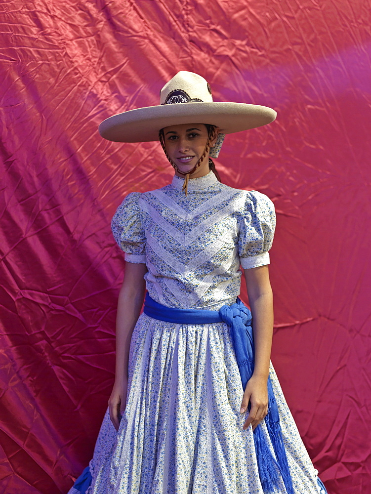 Portrait of Mexican charras (cowgirl), Guadalajara, Jalisco, Mexico, North America