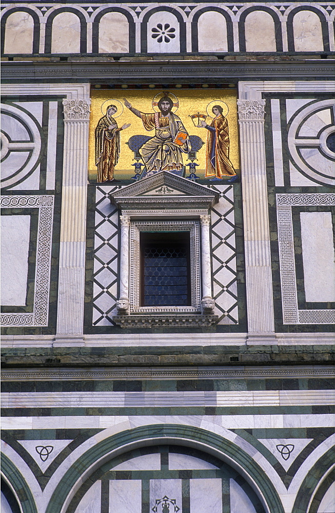 Detail of church of San Miniato al Monte, dating from the 11th century, Florence, Tuscany, Italy, Europe