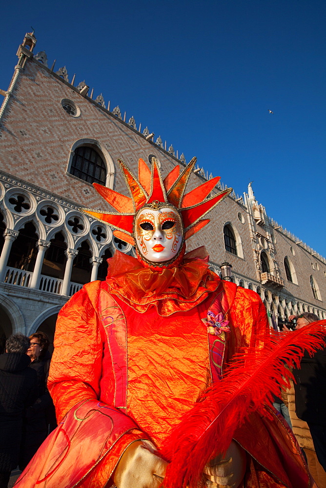 Carnival masks and costumes during Venice Carnival, St. Mark's Square, Venice, Veneto, Italy, Europe