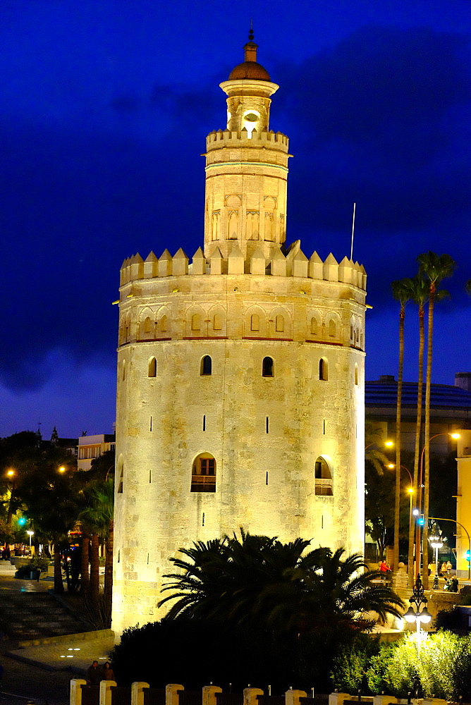 Torre del Oro (Gold Tower), Museo Naval, Seville, Andalucia, Spain, Europe 