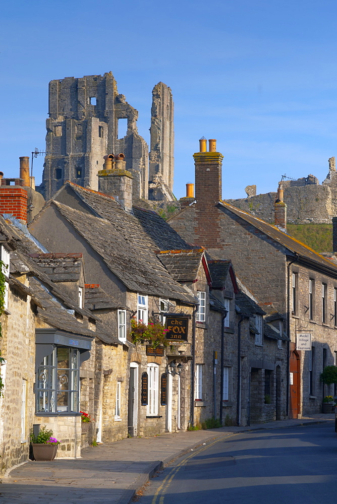 Corfe Castle village, Dorset, England, United Kingdom, Europe