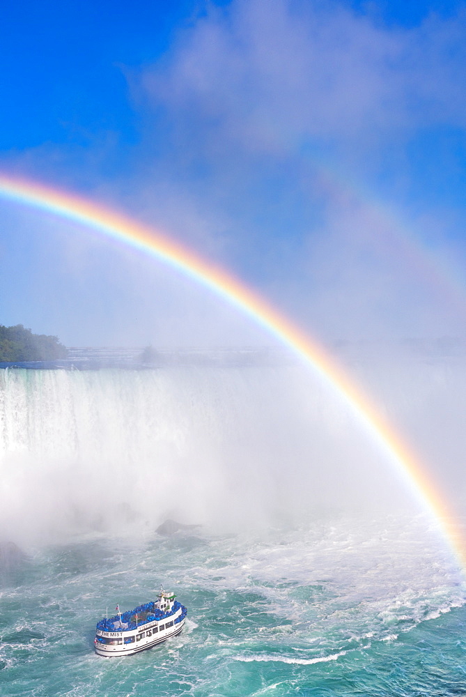 Double rainbow, Horseshoe Falls, Maid of the Mist, Niagara Falls, Ontario, Canada, North America