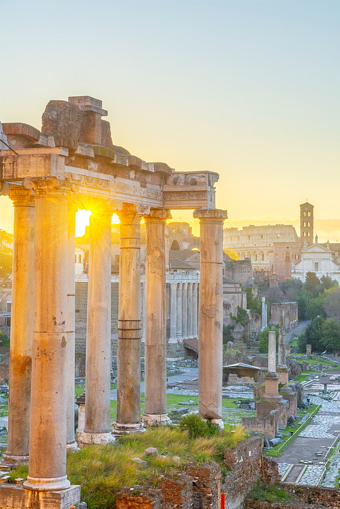 Forum at sunrise, UNESCO World Heritage Site, Rome, Lazio, Italy, Europe