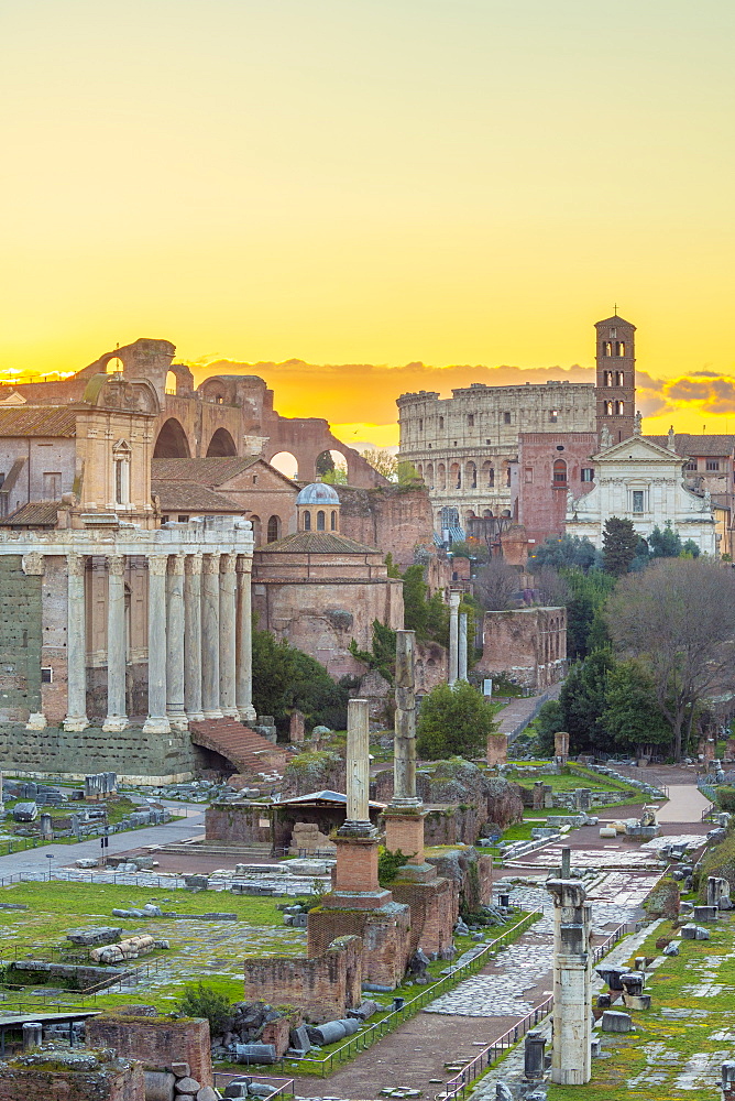 Forum at sunrise, UNESCO World Heritage Site, Rome, Lazio, Italy, Europe