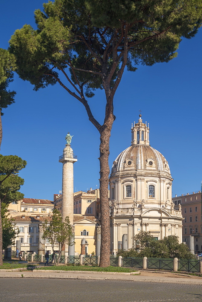 Church of the Most Holy Name of Mary at the Trajan Forum and Trajan's Column, UNESCO World Heritage Site, Rome, Lazio, Italy, Europe