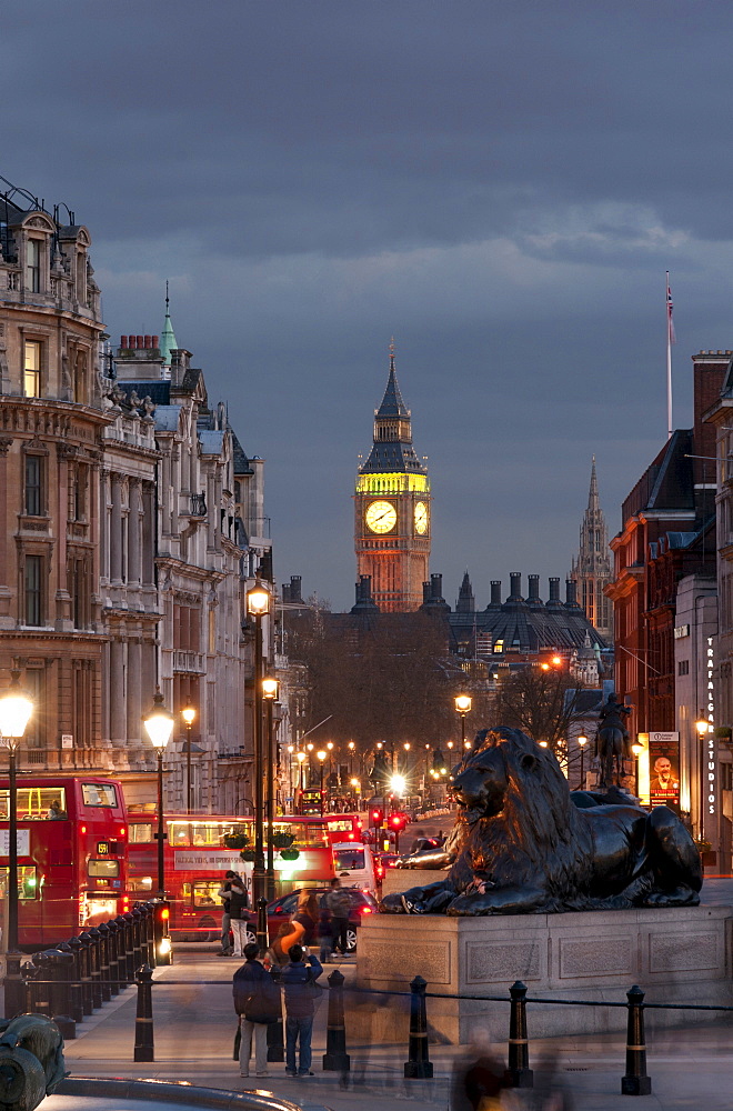 View down Whitehall from Trafalgar Square, London, England, United Kingdom, Europe