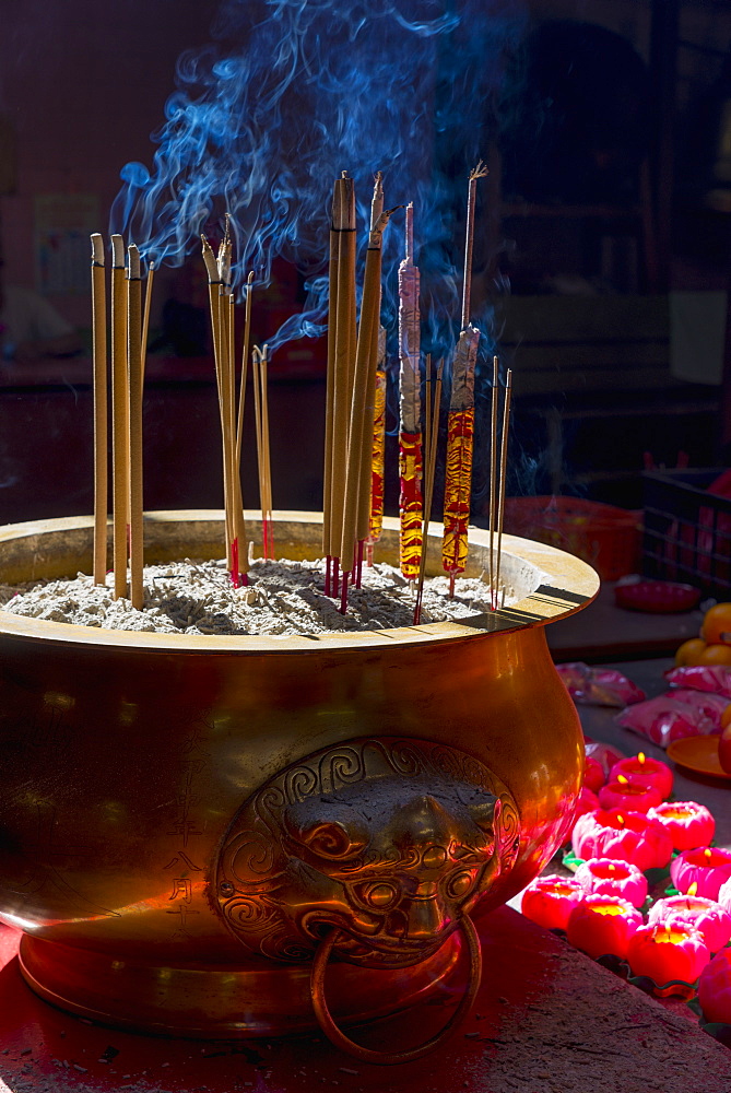 Incense sticks burning, Sin Sze Si Ya Temple (Sze Yah Temple), China Town, Kuala Lumpur, Malaysia, Southeast Asia, Asia