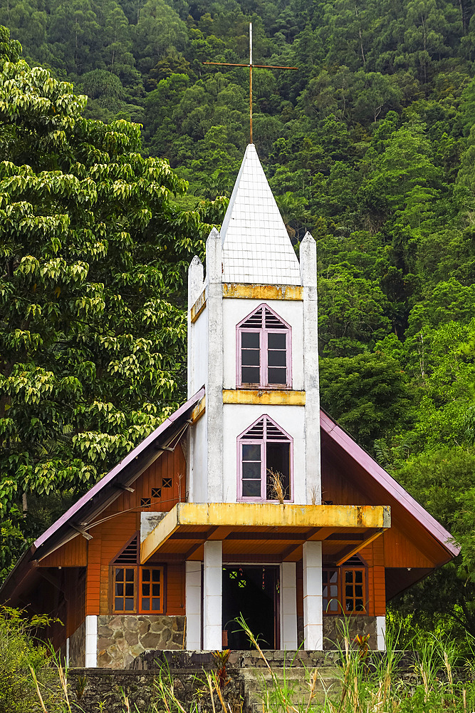 The Catholic Church at this volcanic tourist park with worship houses of the five major religions, Bukit Kasih, Minahasa, North Sulawesi, Indonesia, Southeast Asia, Asia