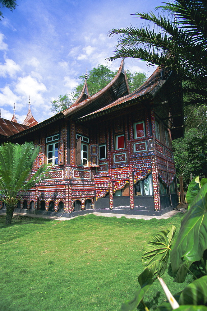 Decorated house in Minangkabau village of Pandai Sikat, West Sumatra, Minangkabau are matrilineal indigenous group, Sumatra, Indonesia, Southeast Asia, Asia