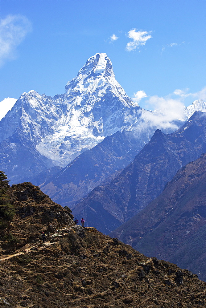 Ama Dablam from trail between Namche Bazaar and Everest View Hotel, Nepal, Himalayas, Asia