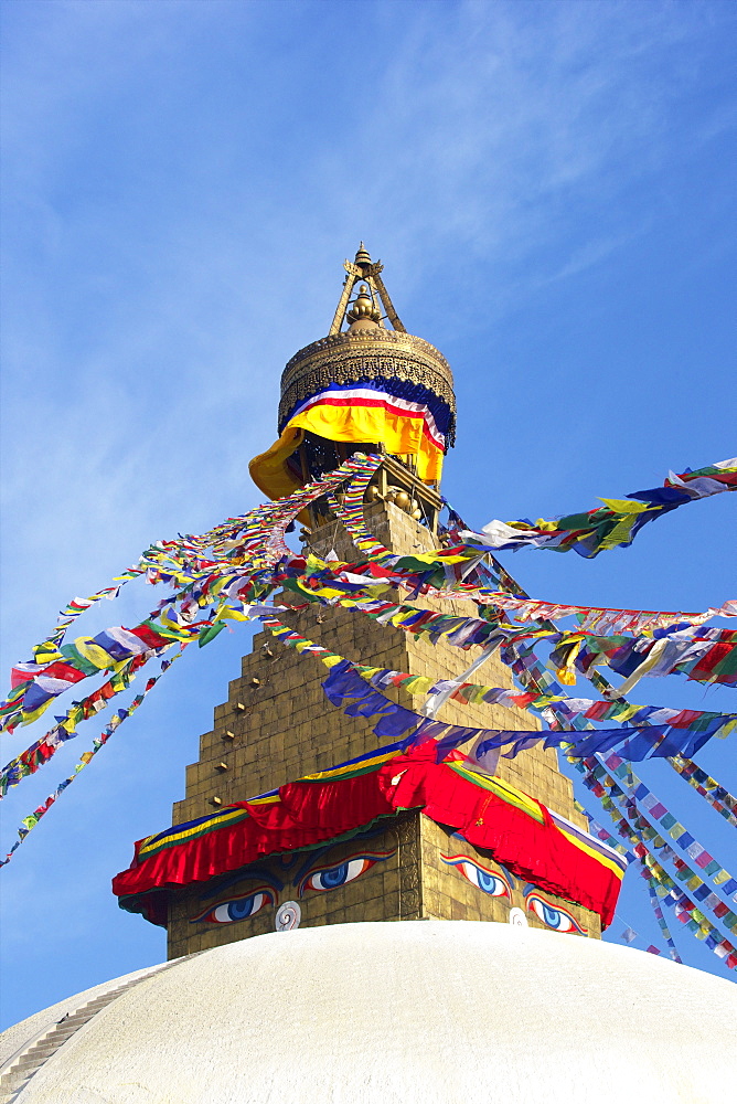 All seeing eyes of the Buddha, Boudhanath Stupa, UNESCO World Heritage Site, Kathmandu, Nepal, Asia