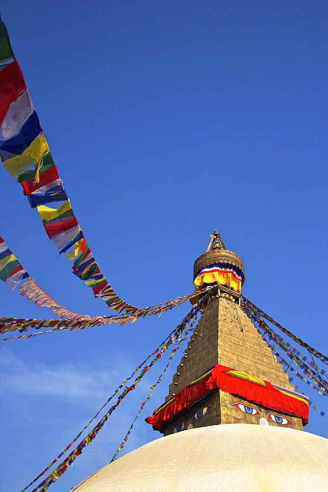 All seeing eyes of the Buddha, Boudhanath Stupa, UNESCO World Heritage Site, Kathmandu, Nepal, Asia