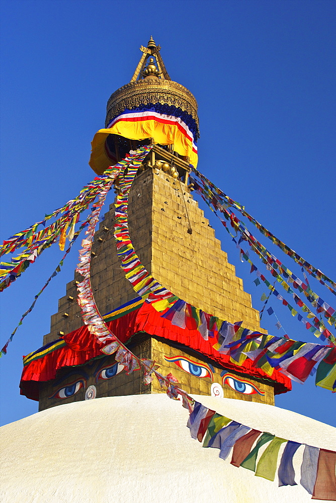 All seeing eyes of the Buddha, Boudhanath Stupa, UNESCO World Heritage Site, Kathmandu, Nepal, Asia