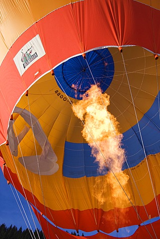 Hot air balloon taking off, Filzmoos, Salzburg, Austria, Europe