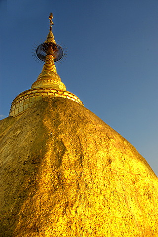 Golden Rock with stupa Kyaikhtiyo Pagoda Bago Burma