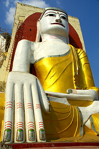 Big sitting Buddha in mudra touching the earth Kyaikpun Bago Burma