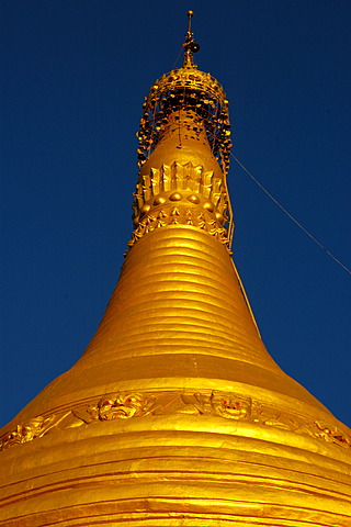 Top of big golden stupa Pindaya Shan State Burma