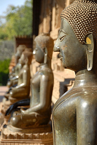 Bronze buddha statues Temple museum of Art and Antiquities Haw Pha Kaew Museum Vientiane Laos